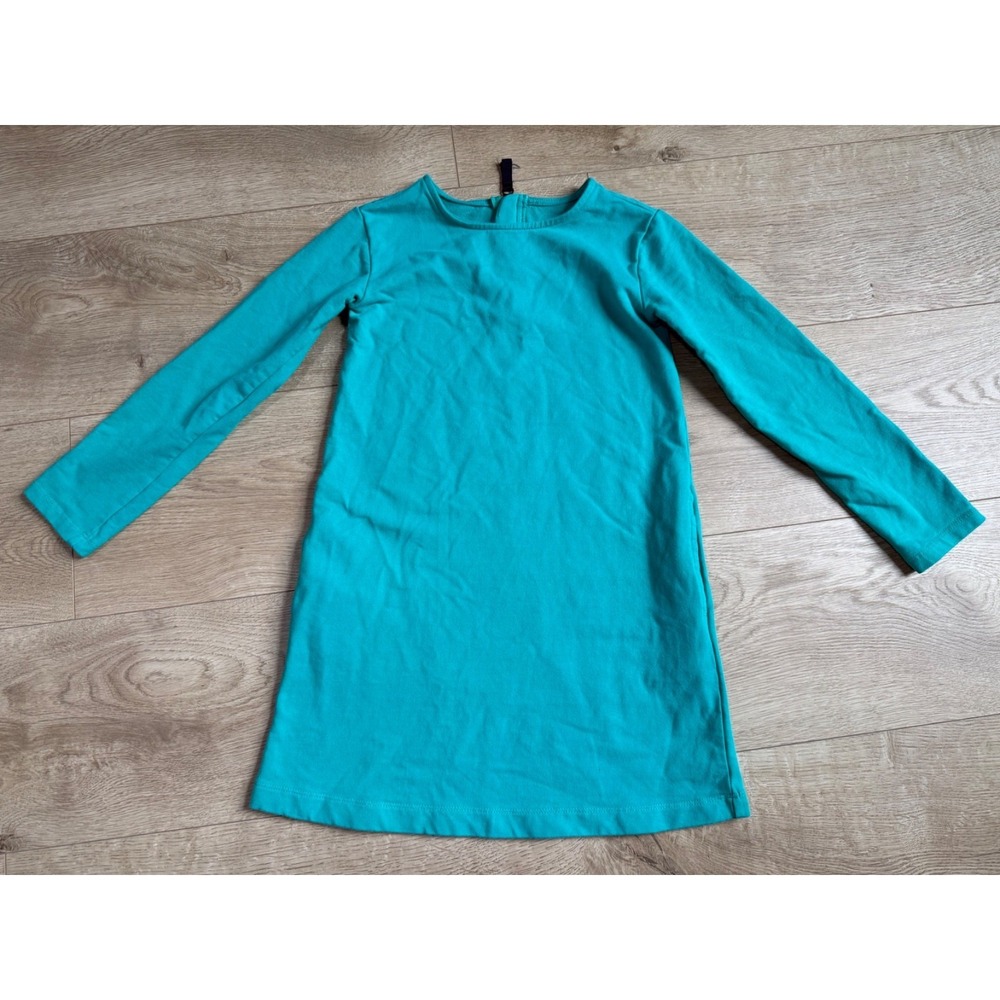 EUC Kids Girls Primary blue pockets stretch cozy dress blue long sleeve size 6-7